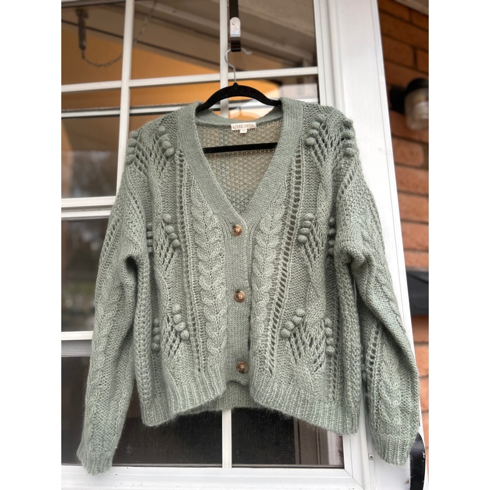 LOUISE MISHA Sage Green Sirika Mohair and Merino Wool Cardigan XS Oversized - Picture 7 of 12